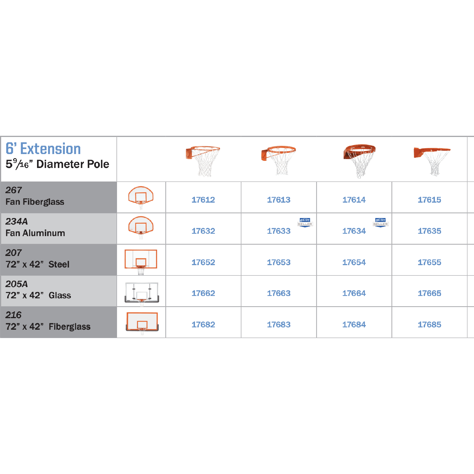 Porter 6' Extension Gooseneck Fixed Height Basketball Hoop