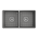 Bocchi Classico Farmhouse Apron Front Fireclay 33" Double Bowl Kitchen Sink. Available in 9 Colors! - 1139-001-0120