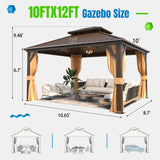 12 Ft. W x 10 Ft. D Aluminum Patio Gazebo