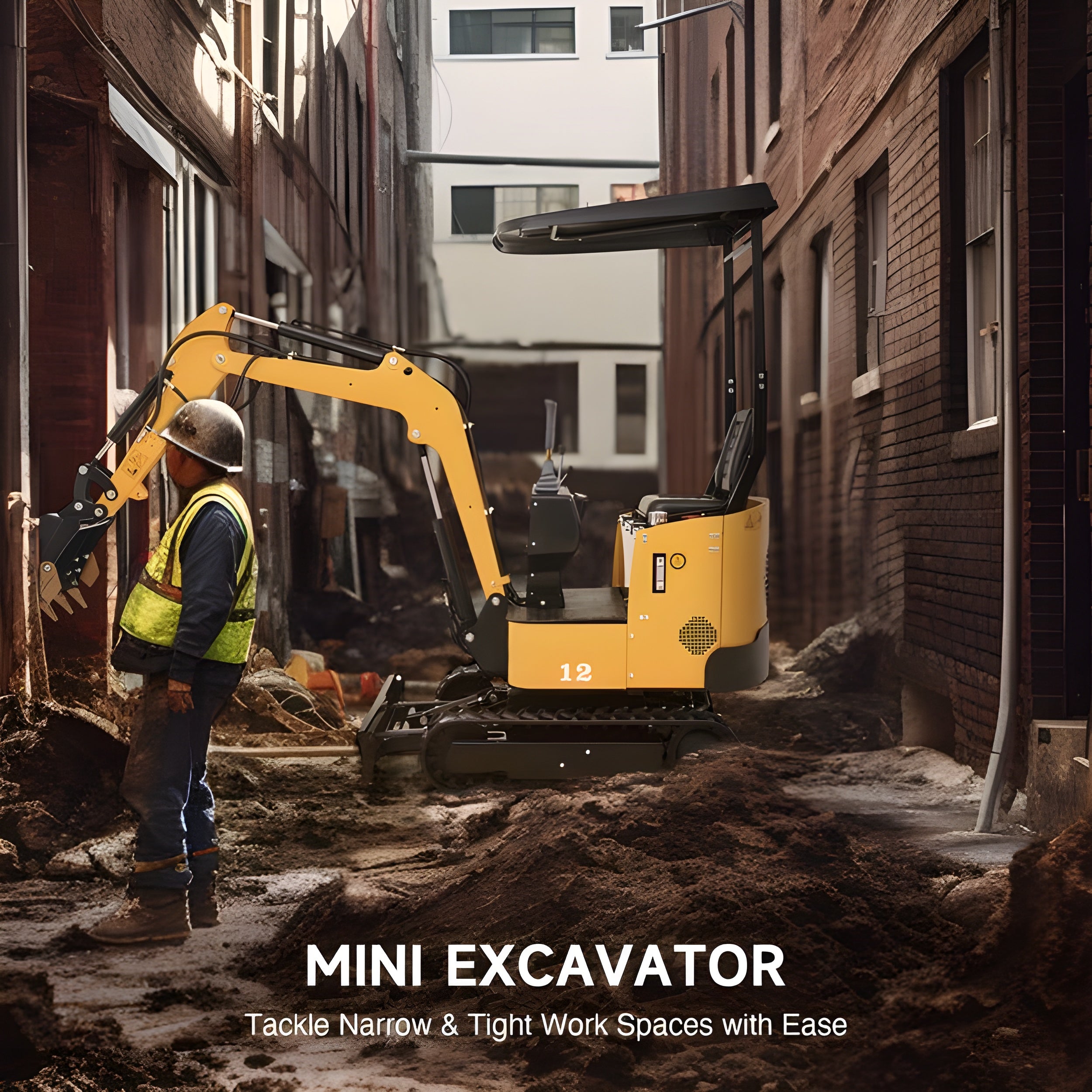 Creworks 13.5hp Mini Excavator B&s Engine with 6 Attachments