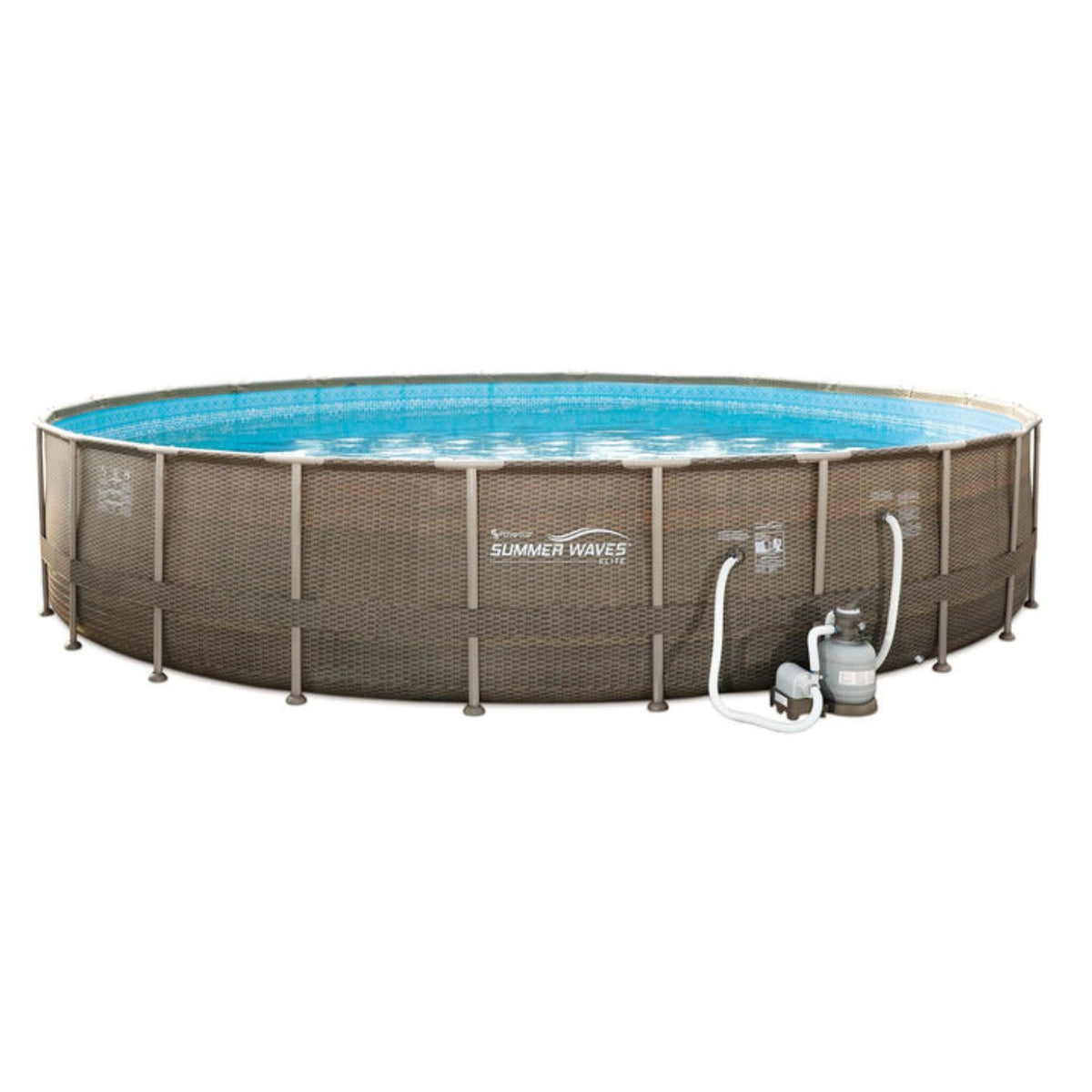 Summer Waves All Round 24ft x 52in Elite Frame Pool with Wicker Print Exterior -137380