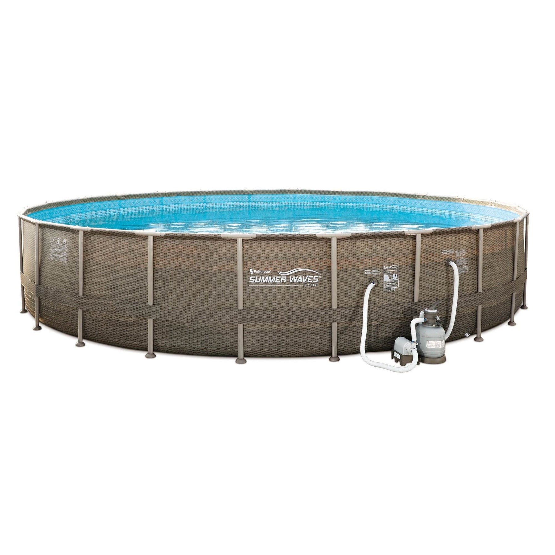 Summer Waves Round 24 Foot Frame Pool w/ Jumbo Flamingo, Swan, Peacock Floats - 143332