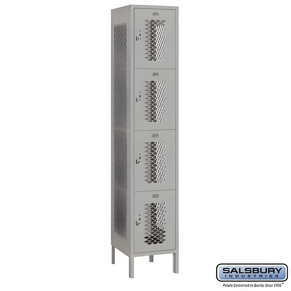 Salsbury 15" Wide Four Tier Standard Metal Locker - 1 Wide -  54165GY-U
