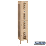 Salsbury 15" Wide Four Tier Vented Metal Locker - 1 Wide - 84168GY-U