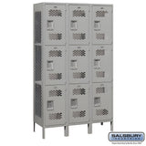 Salsbury 15" Wide Triple Tier Vented Metal Locker - 3 Wide -  83365GY-U