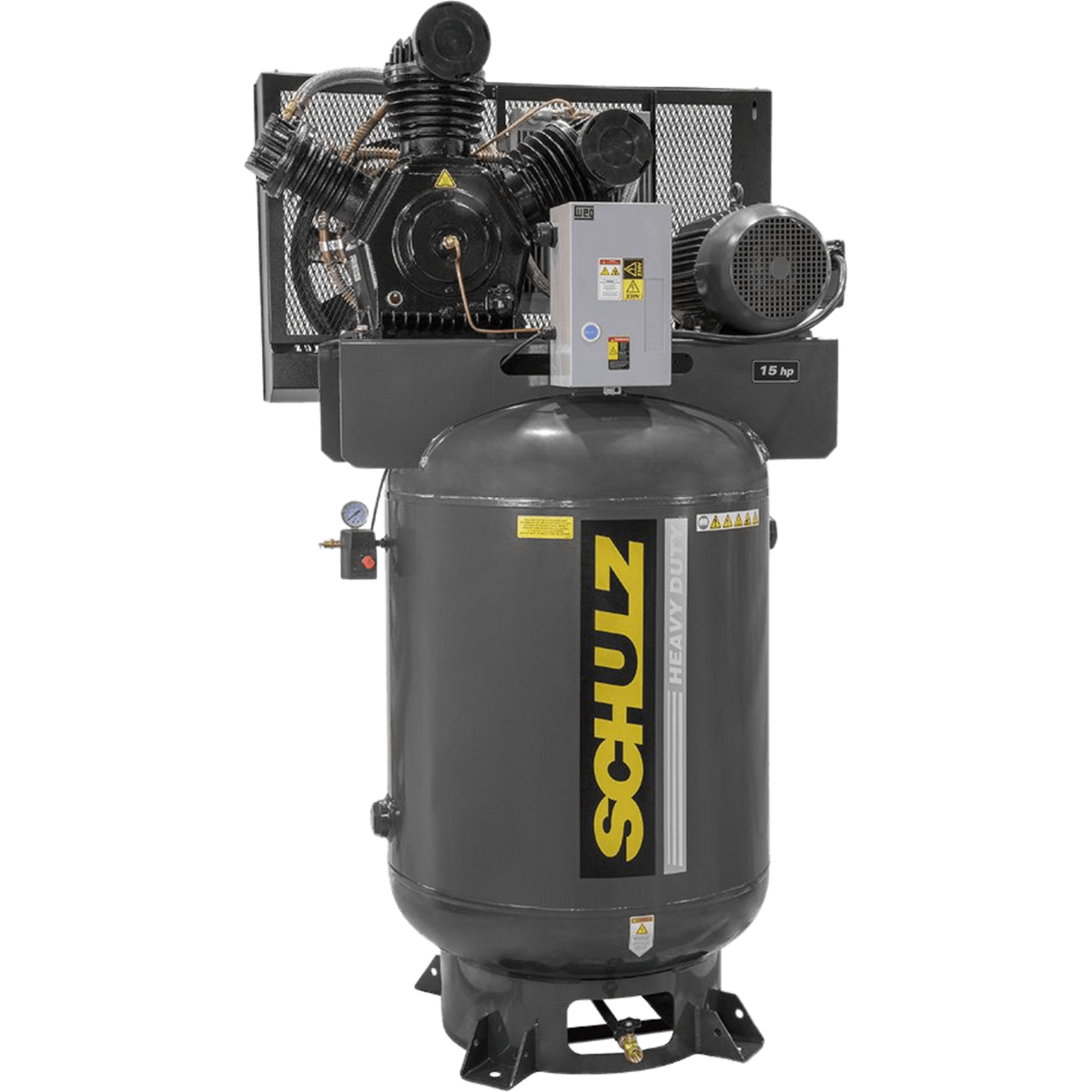 Schulz V-Series Air Compressor 15 HP 120 gal. 2-Stage 208-230V 3-Phase Vertical New - 15120VW60X-3