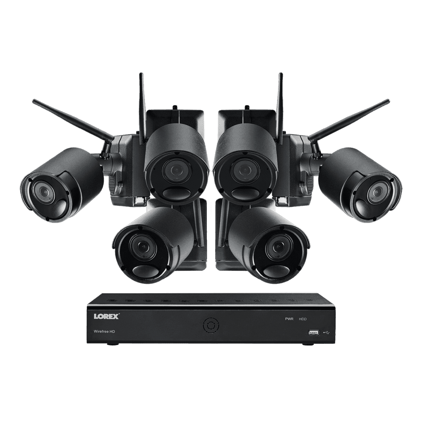 Lorex Wire Free Battery Two-Way Audio 6 Camera 6 Channel Indoor/Outdoor Security Surveillance System New LWF2080BG2-66