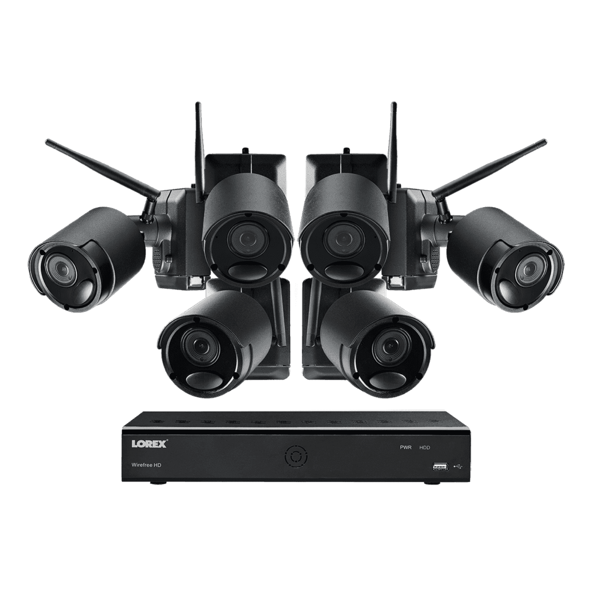 Lorex Wire Free Battery Two-Way Audio 6 Camera 6 Channel Indoor/Outdoor Security Surveillance System New LWF2080BG2-66