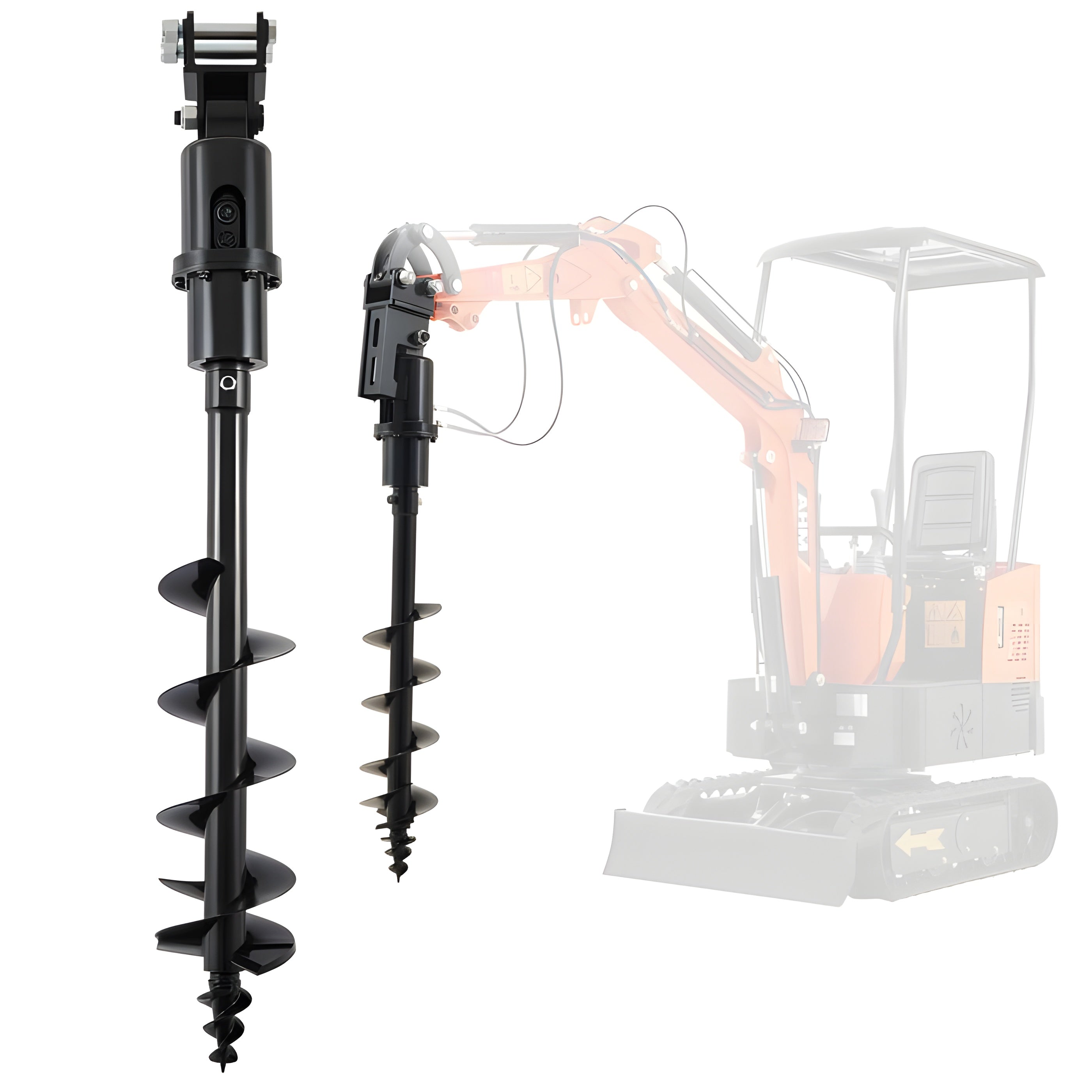 Creworks Hydraulic Auger Drill Attachment for Mini Excavator 8" Diameter 45" Depth