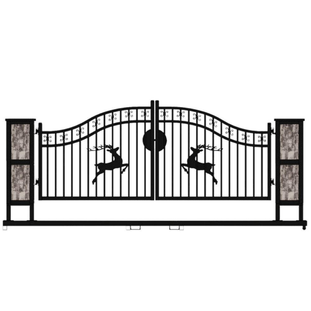 Chery Industrial 20ft Wrought Steel Garden Driveway Gate with Post