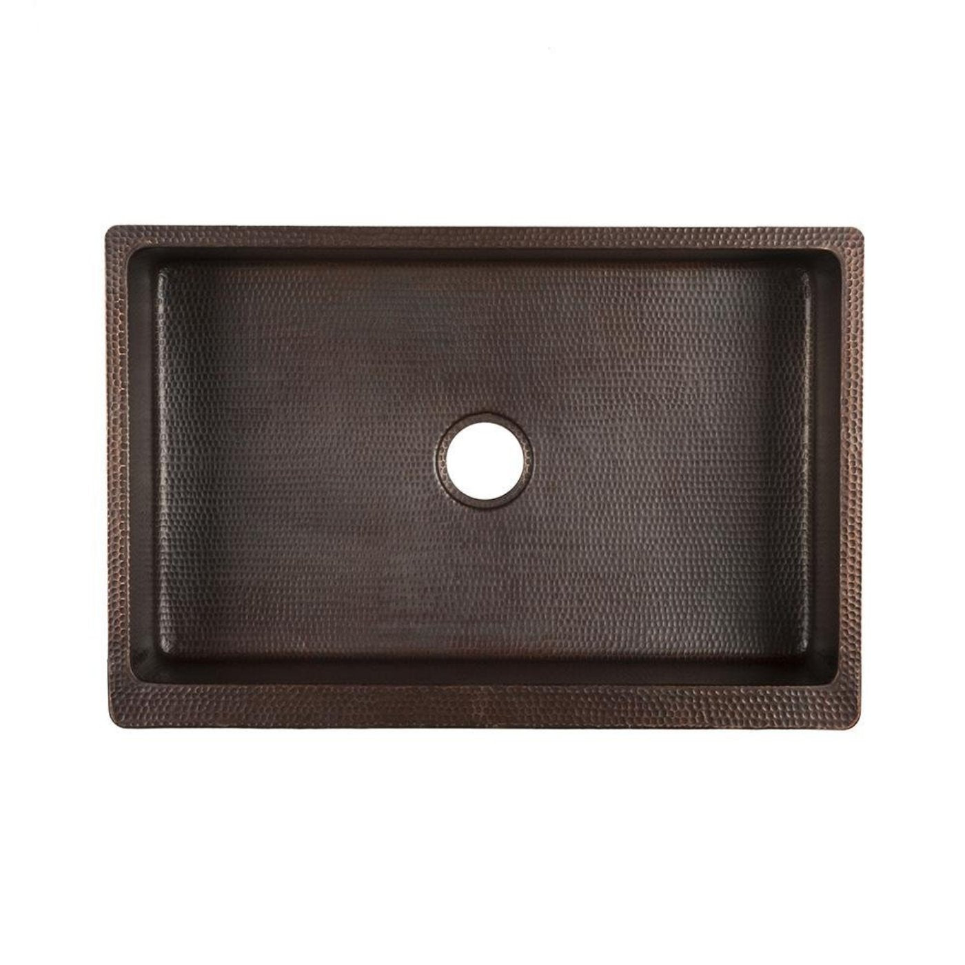 Premier Copper 30 in. Hammered Copper Apron Front Single Basin Kitchen Sink with Scroll Design - KASDB30229S