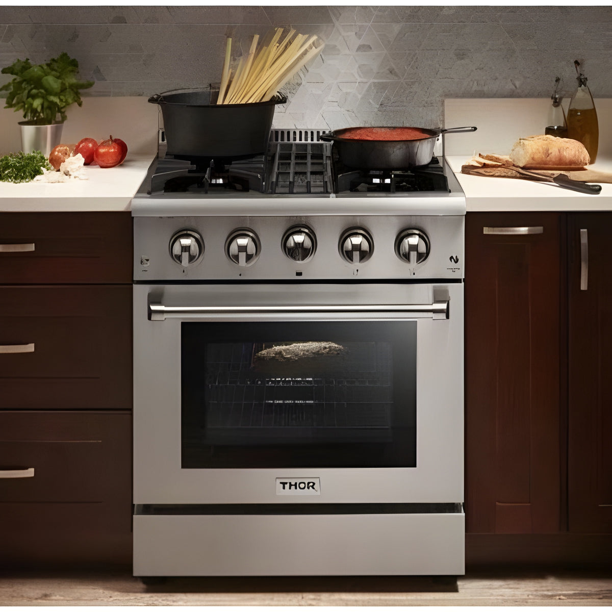Thor Kitchen 30 in. Propane Gas Burner/Electric Oven Range in Stainless Steel, HRD3088ULP