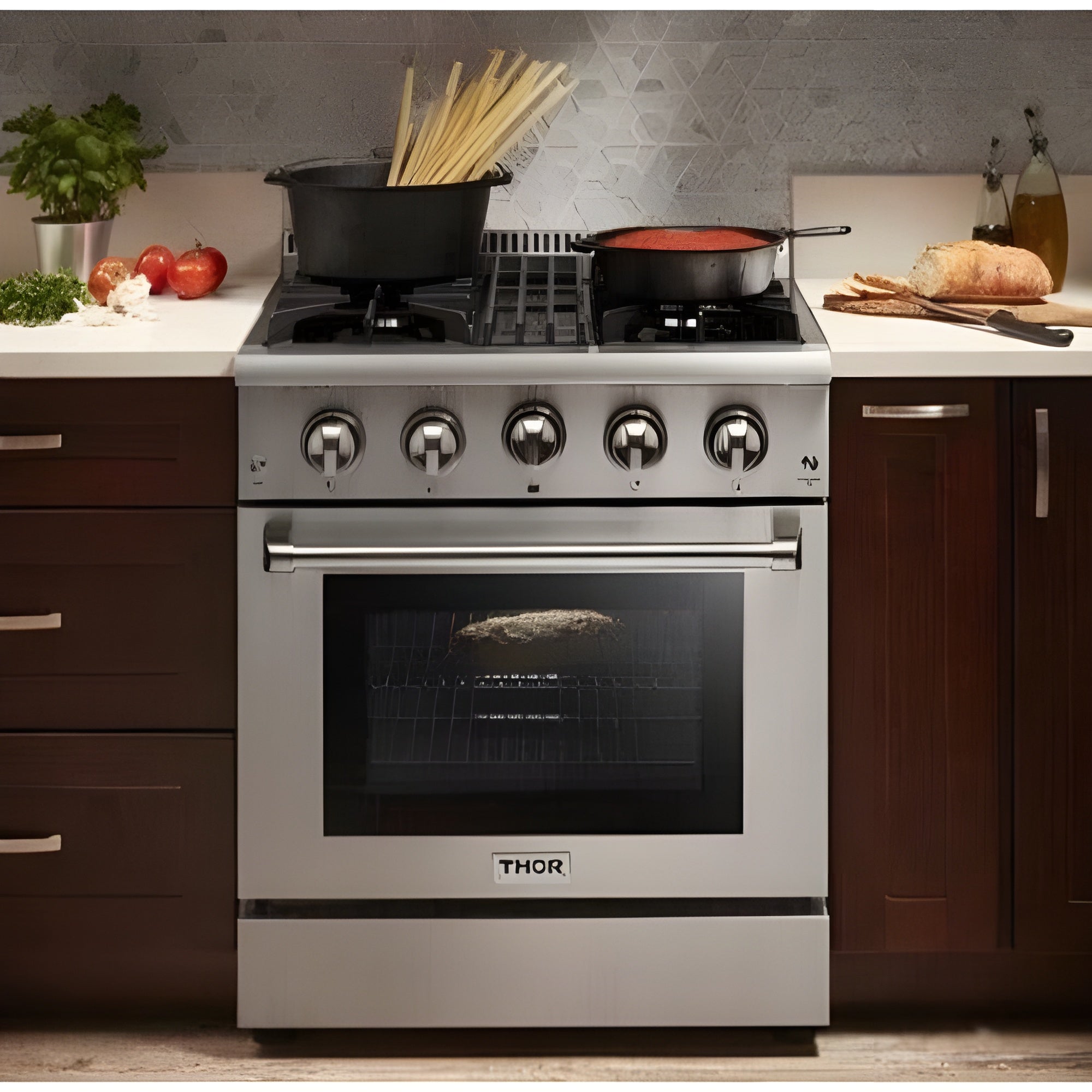 Thor Kitchen 30 in. Natural Gas Burner/Electric Oven Range in Stainless Steel, HRD3088U