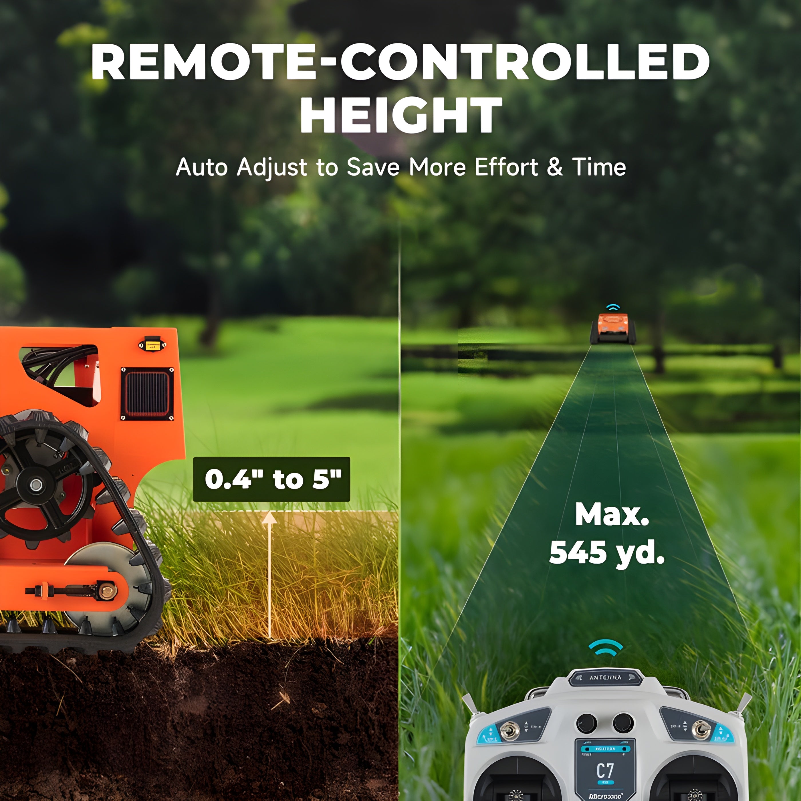 Creworks 21" Remote Control Lawn Mower Zero Turn Hybrid Grass Cutter 0.25 Acre