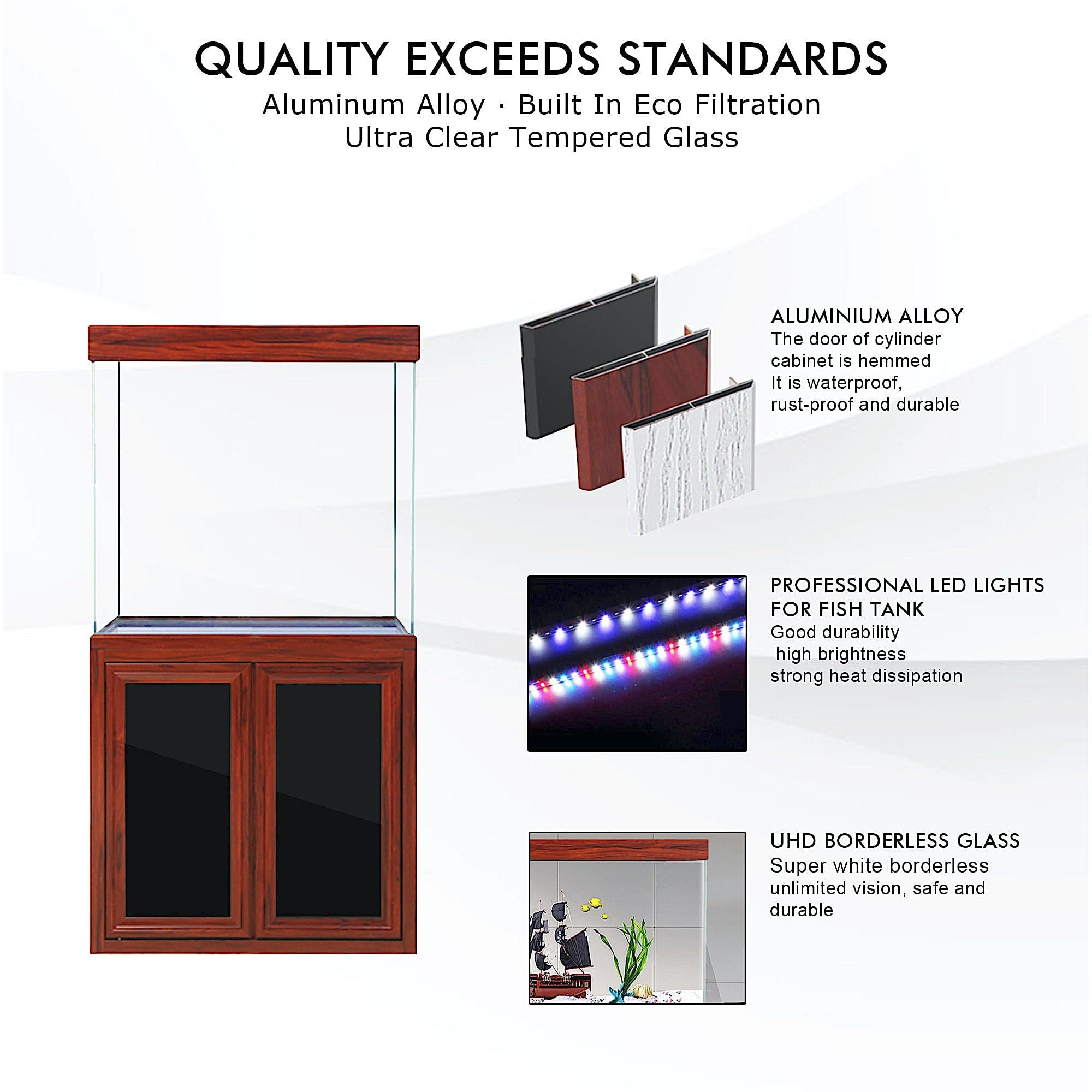 AQUA DREAM 50 GALLON AQUARIUM REDWOOD-AD-860-RW