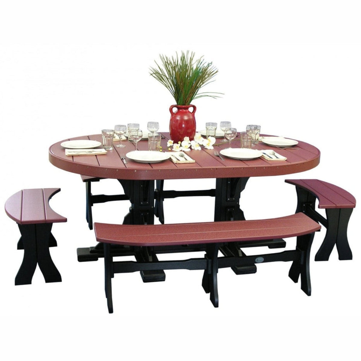 LuxCraft 4' x 6' Oval Table Set 3 - P46OT-DHCHB/P28TBCHB