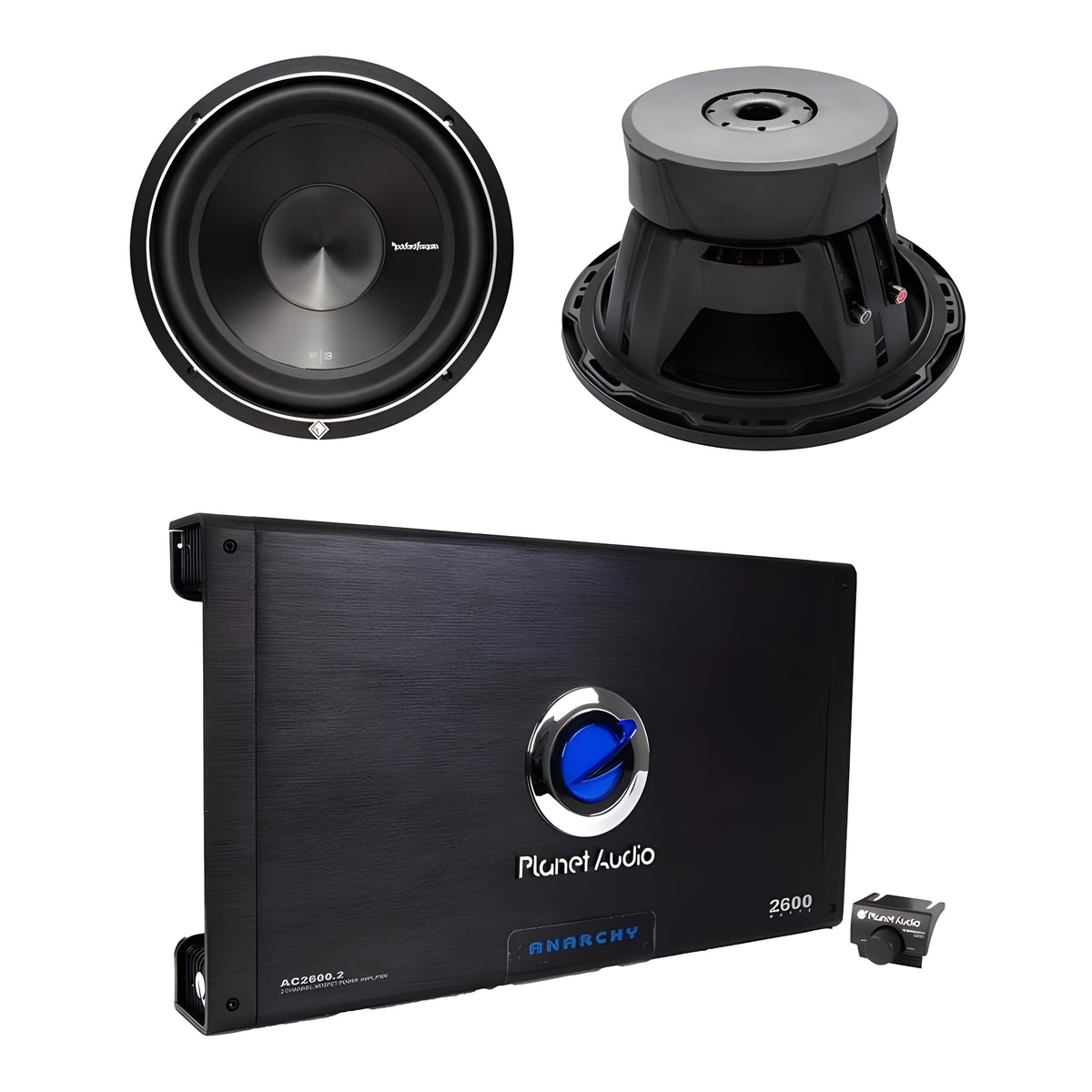 Rockford Fosgate P3D2-10 10" 1000W 2-Ohm Car Subwoofers Subs + 2600W 2-Ch Amp - 54996