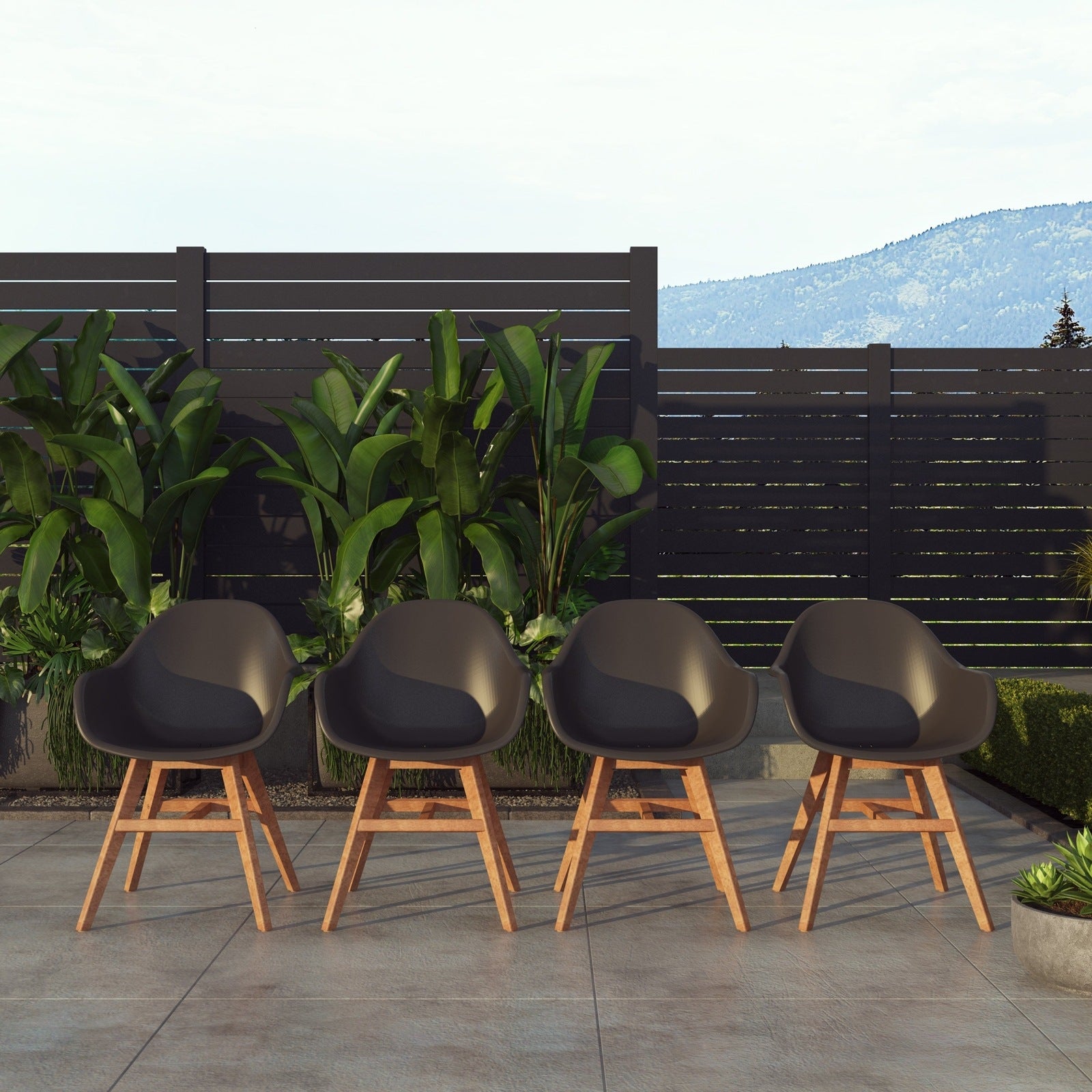 Midtown Concept Concarneu Arm Outdoor Dining Chair - 4PC - SC CON_ARM PAR WHT