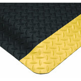 Wearwell Diamond-Plate SpongeCote UltraSoft Mat, 6' Width x 75' Length x 15/16" Thickness, Black/Yellow - 414.1516x6x75BYL