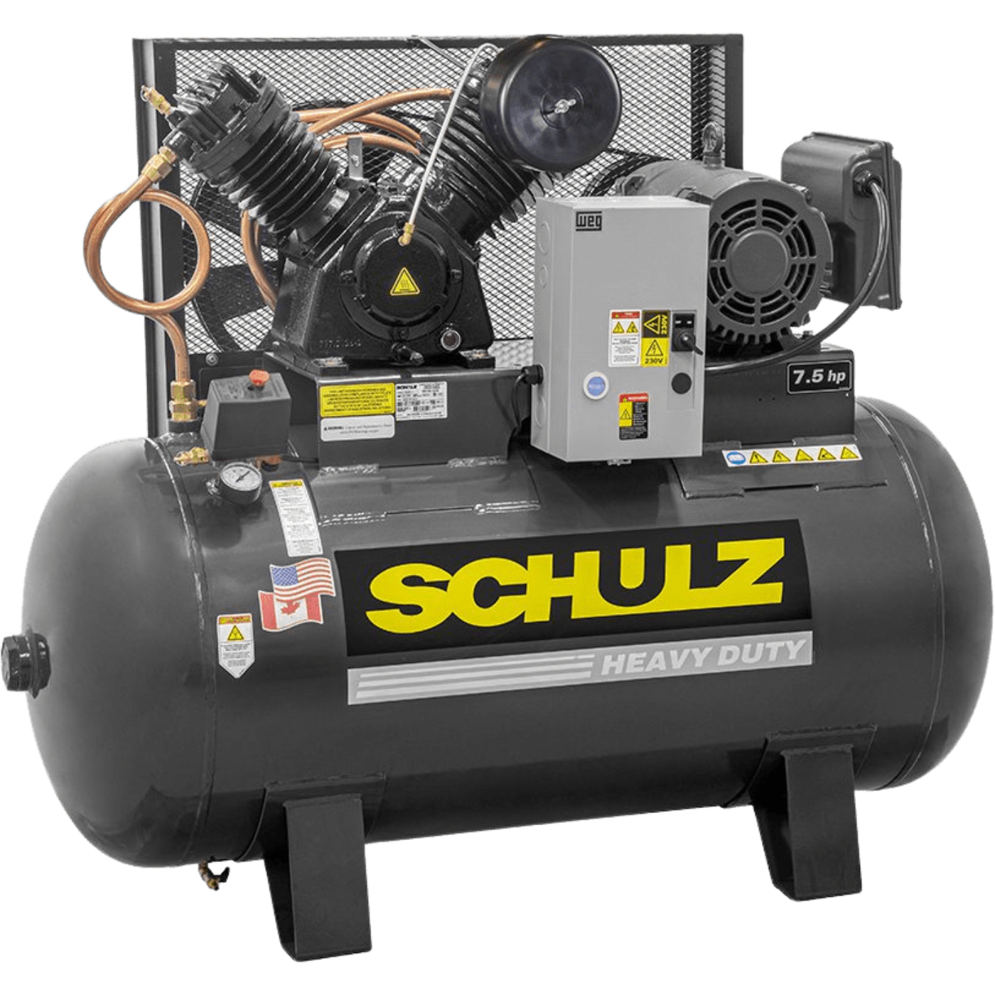 Schulz V-Series Air Compressor 7.5 HP 80 gal. 2-Stage 230V 1-Phase Horizontal New - 7580HV30X-1