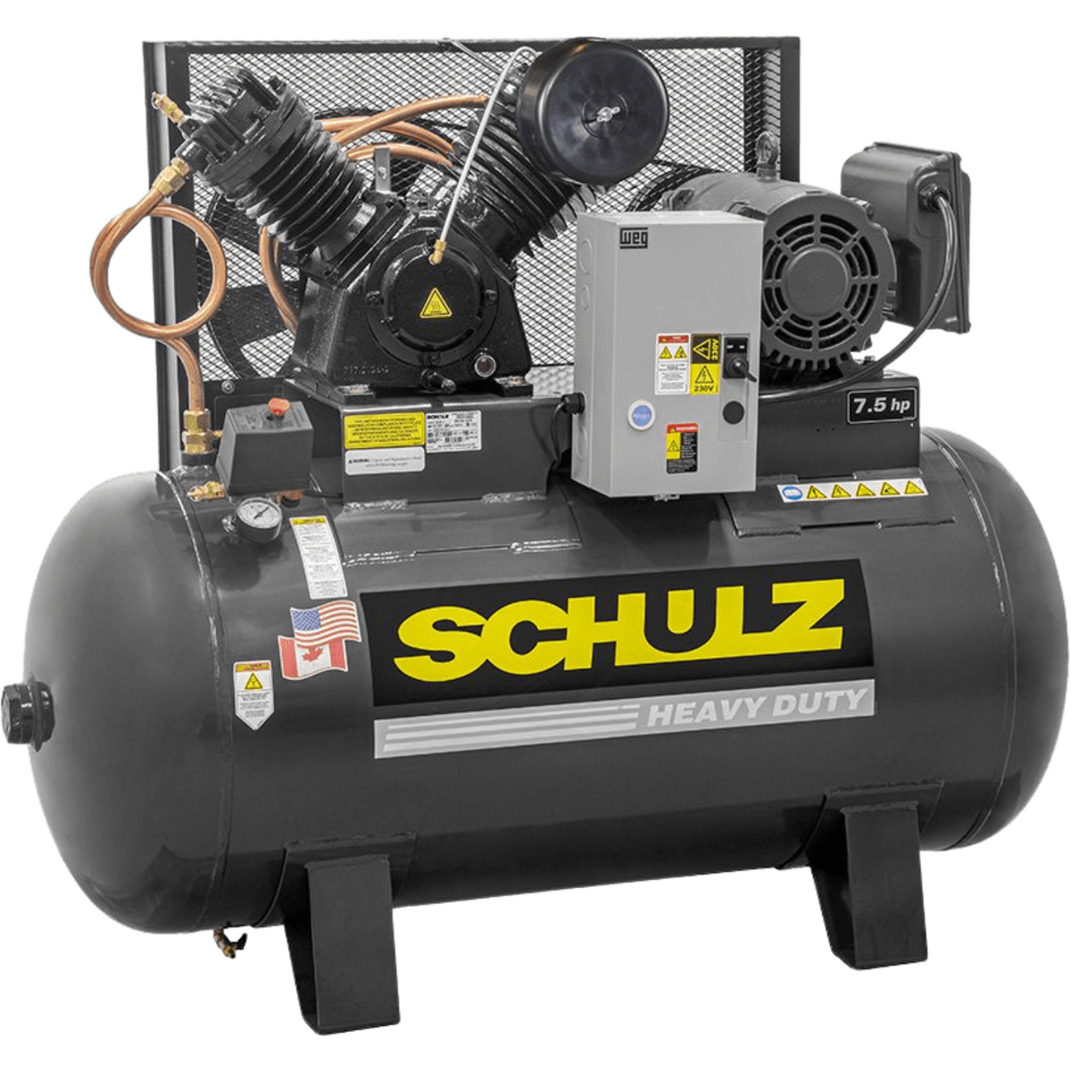 Schulz V-Series Air Compressor 7.5 HP 80 gal. 2-Stage 230V 1-Phase Horizontal New - 7580HV30X-1