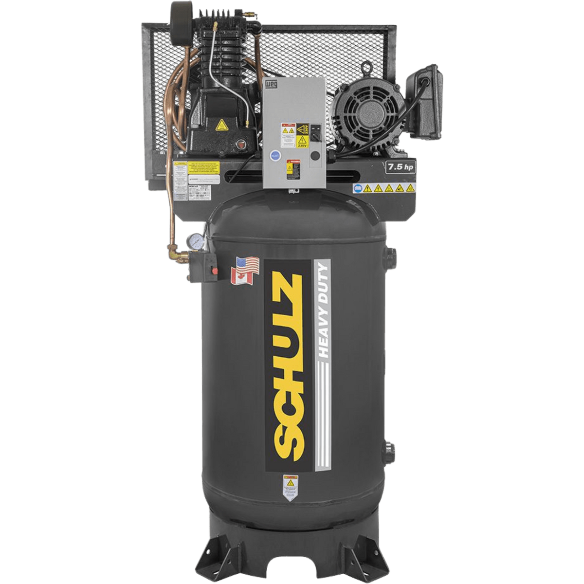 Schulz L-Series Air Compressor 7.5 HP 80 gal. 2-Stage 230V 1-Phase Vertical New - 7580VL30X-1