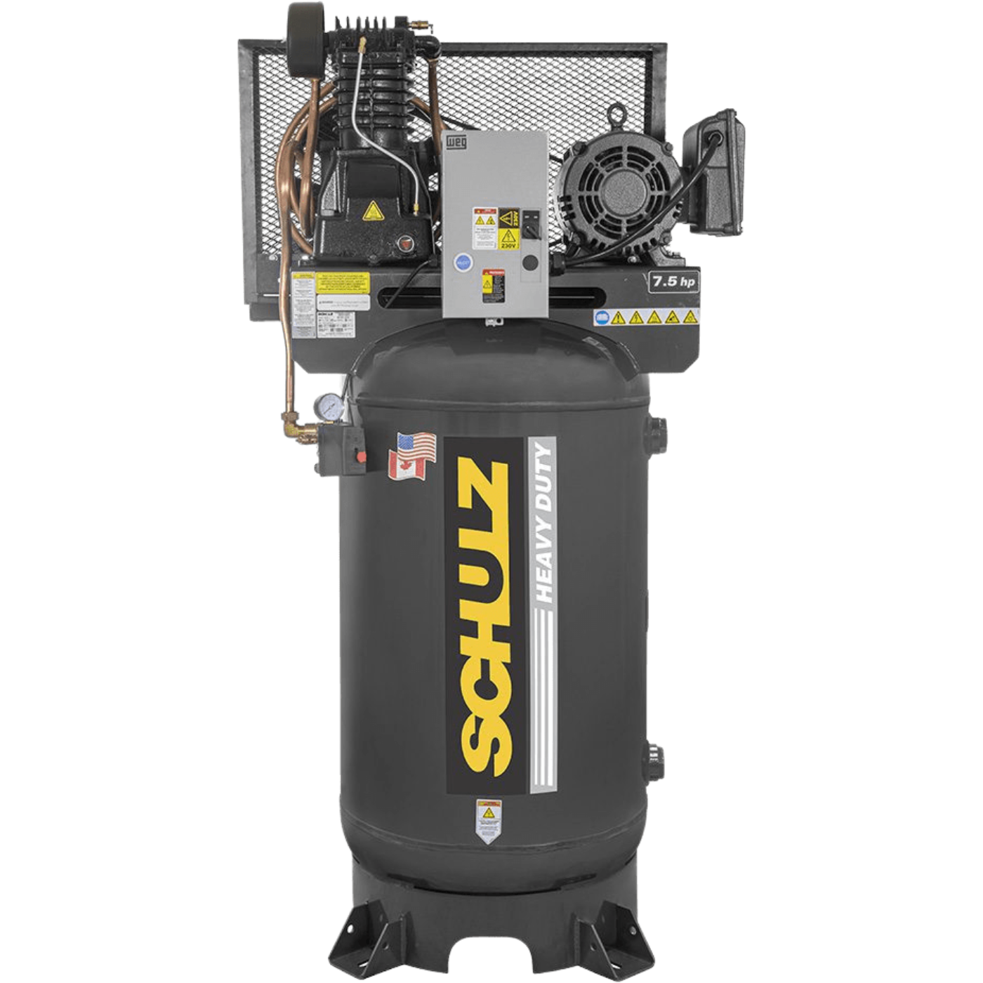 Schulz L-Series Air Compressor 7.5 HP 80 gal. 2-Stage 208-230V 3-Phase Vertical New - 7580VL30X-3