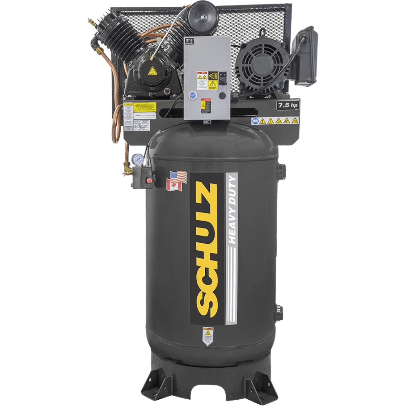 Schulz V-Series Air Compressor 7.5 HP 80 gal. 2-Stage 208-230V 3-Phase Vertical New - 7580VV30X-3
