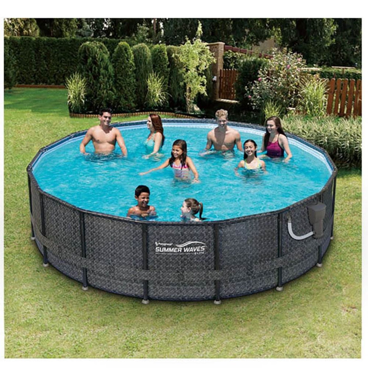 Summer Waves P4A01648B Elite 16ft x 48in Above Ground Frame Swimming Pool Set - 253243