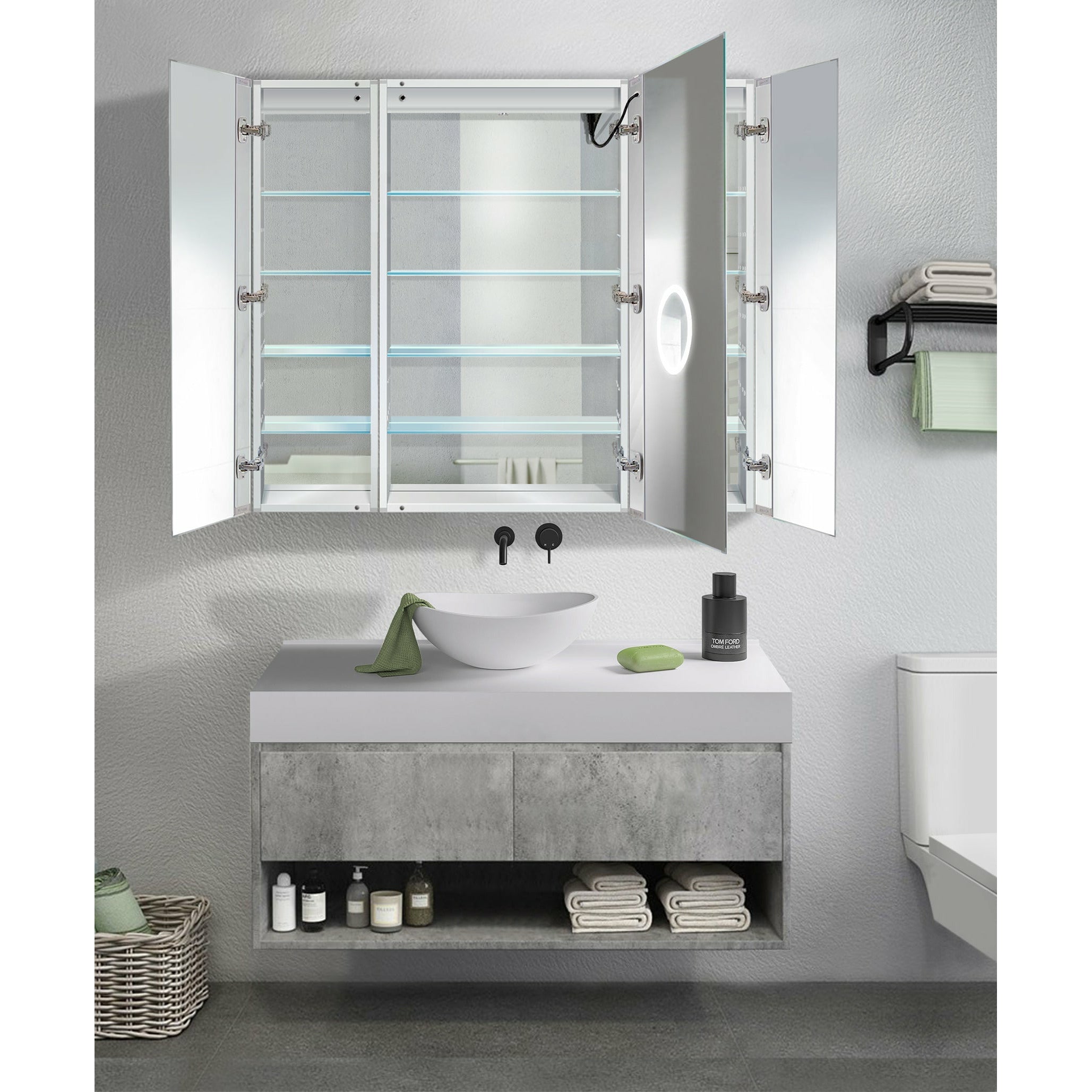 Krugg Svange 4842LRR 48″ X 42″ LED Medicine Cabinet with Dimmer & Defogger SVANGE4842LRR