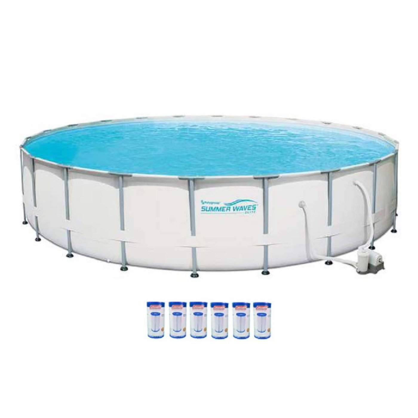 Summer Waves Elite 22' Metal Frame Above Ground Pool Set & Pump & 6 Cartridges -  80811