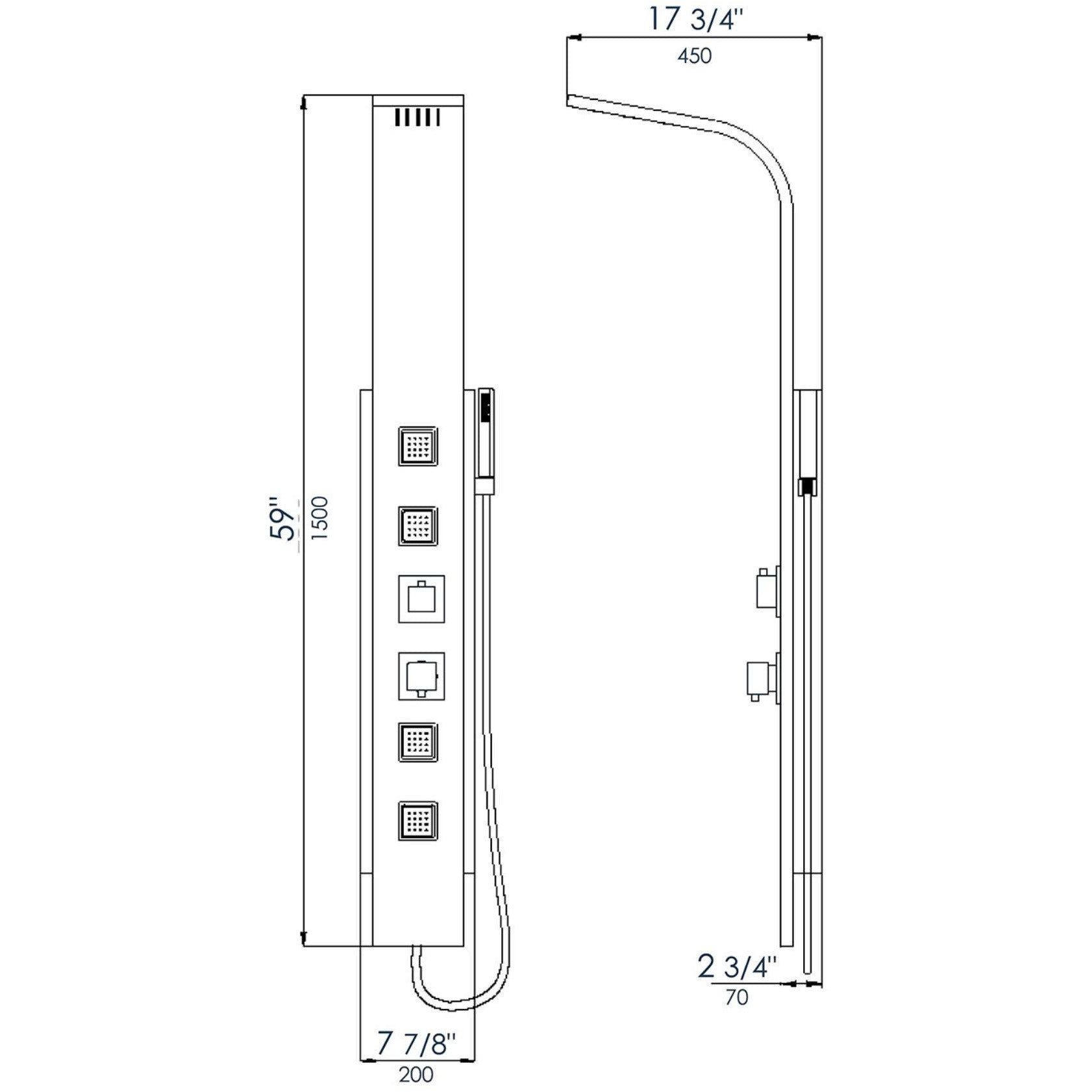 ALFI Modern Stainless Steel Shower Panel with 4 Body Sprays ABSP10