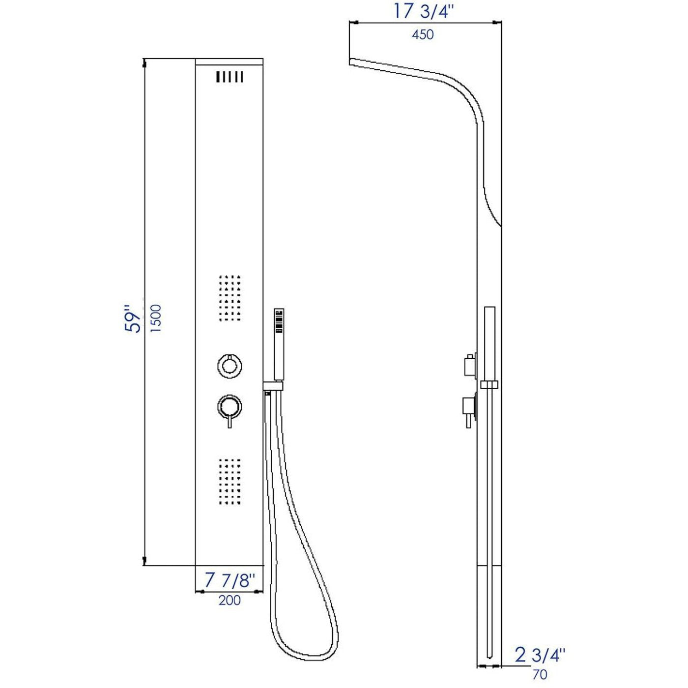 ALFI Modern Stainless Steel Shower Panel with 2 Body Sprays ABSP20