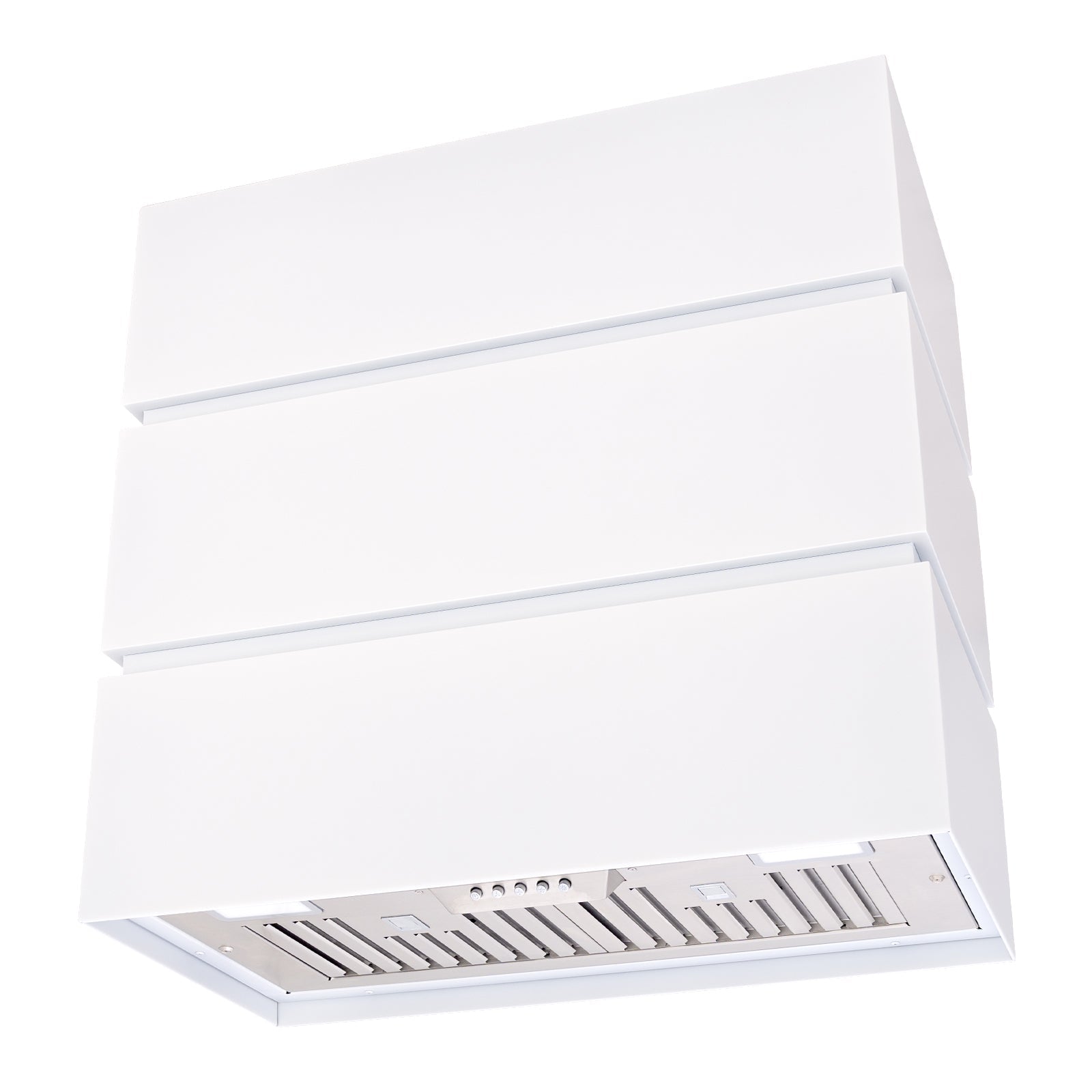 Akicon 30" Stainless Steel Range Hood, 3 Stacks Modern Box Kitchen Hood with Powerful Vent Motor, Wall Mount, 30”W*30”H*14D, Brushed Stainless - AK-HS30L-BS