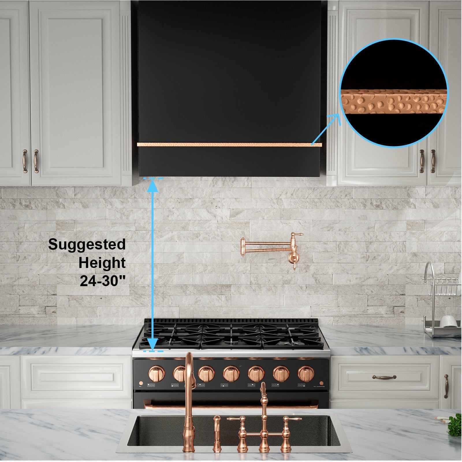 Akicon 36" Stainless Steel Range Hood & One Stacks, 600 CFM Wall Mount Vent Hood with - Powerful Vent Motor, Modern Box Kitchen Hood with LED Lights, Charcoal Filter - AK-HS36HA-JBC-48
