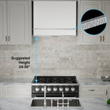 Akicon Range Hood 36", Ultra Quite Stainless Steel Kitchen Hood with LED Light & Dishwasher-Safe Filters, Hood Vents for Kitchen, 3 Speeds, 600 CFM, Two Stacks - AK-HS36HA-SWN-48