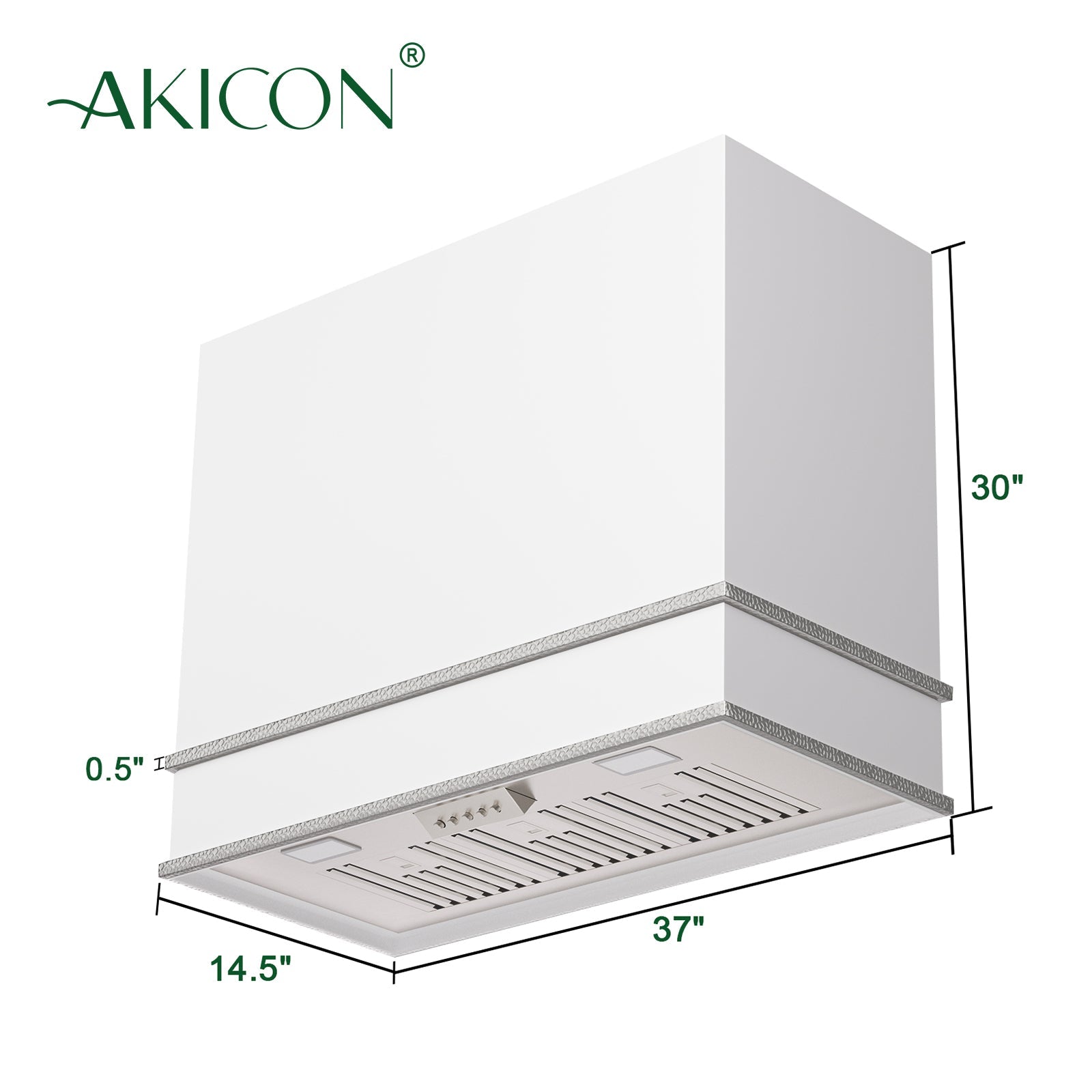 Akicon Range Hood 36", Ultra Quite Stainless Steel Kitchen Hood with LED Light & Dishwasher-Safe Filters, Hood Vents for Kitchen, 3 Speeds, 600 CFM, Two Stacks - AK-HS36HA-SWN-48
