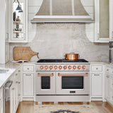 Akicon 48" Slide-in Freestanding Professional Style Gas Range with 6.7 Cu. Ft. Oven, 8 Burners, Convection Fan, Cast Iron Grates. Stainless Steel & Copper
