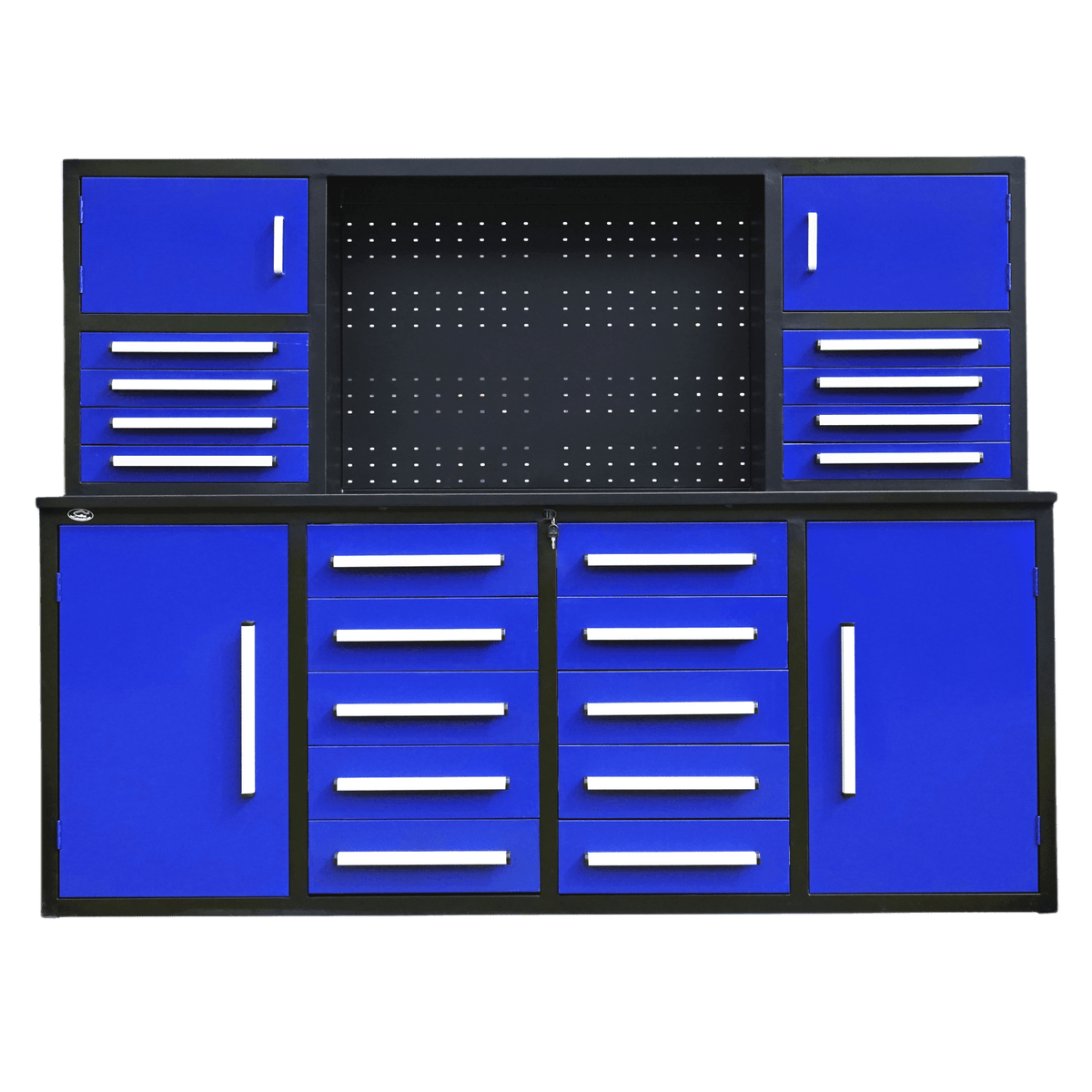 Chery Industrial AS-IS 7' Garage Storage Cabinet with Workbench 18 Drawers & 4 Cabinets & Pegboard