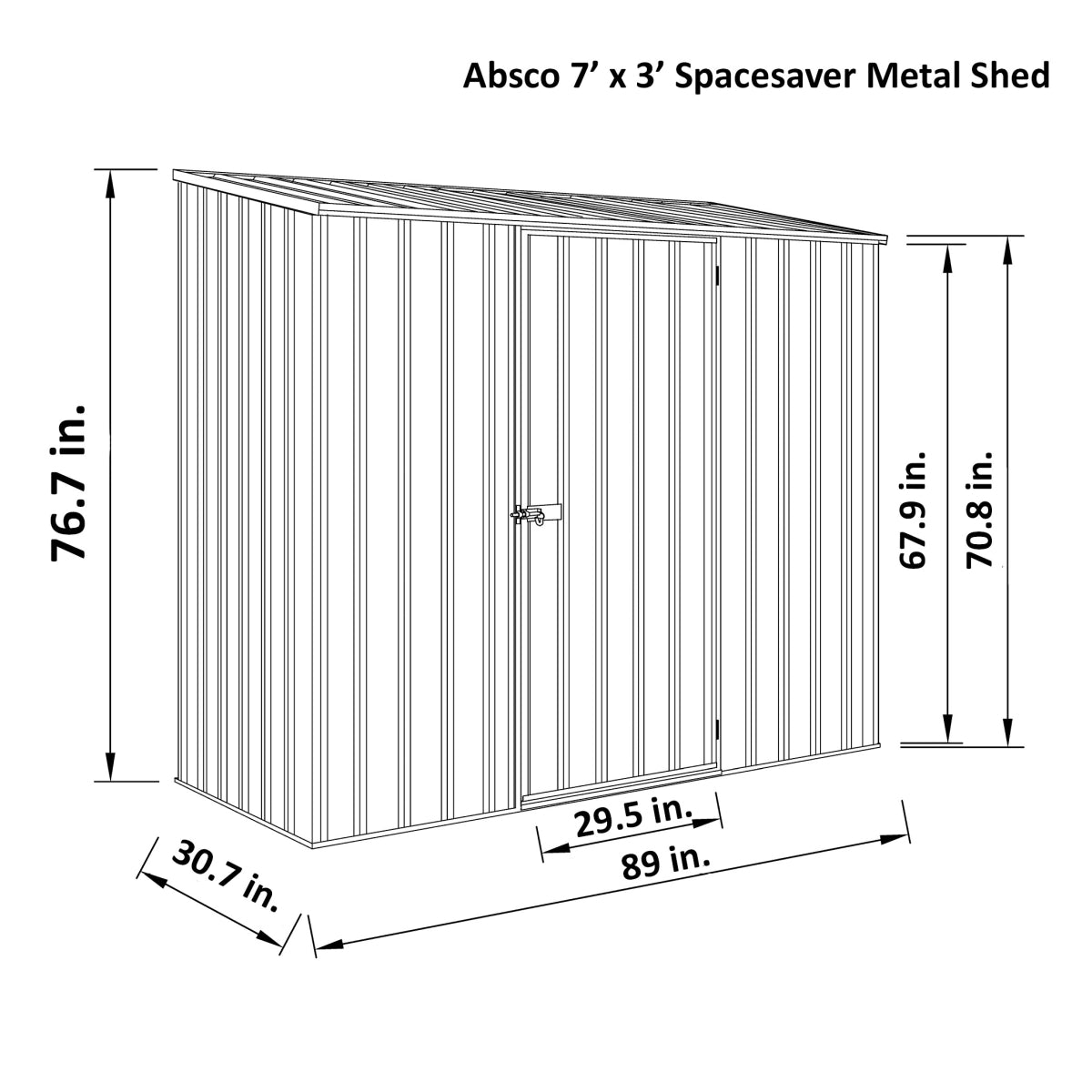 Absco | 7x2.5x6.5 ft Space Saver Metal Storage Shed - AB1105