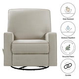 Large Swivel Rocking Recliner, Nursery Swivel Glider Fabric Manual Recliner Chair, Max 360° Swivel 30° Rocking, 35.4" Width