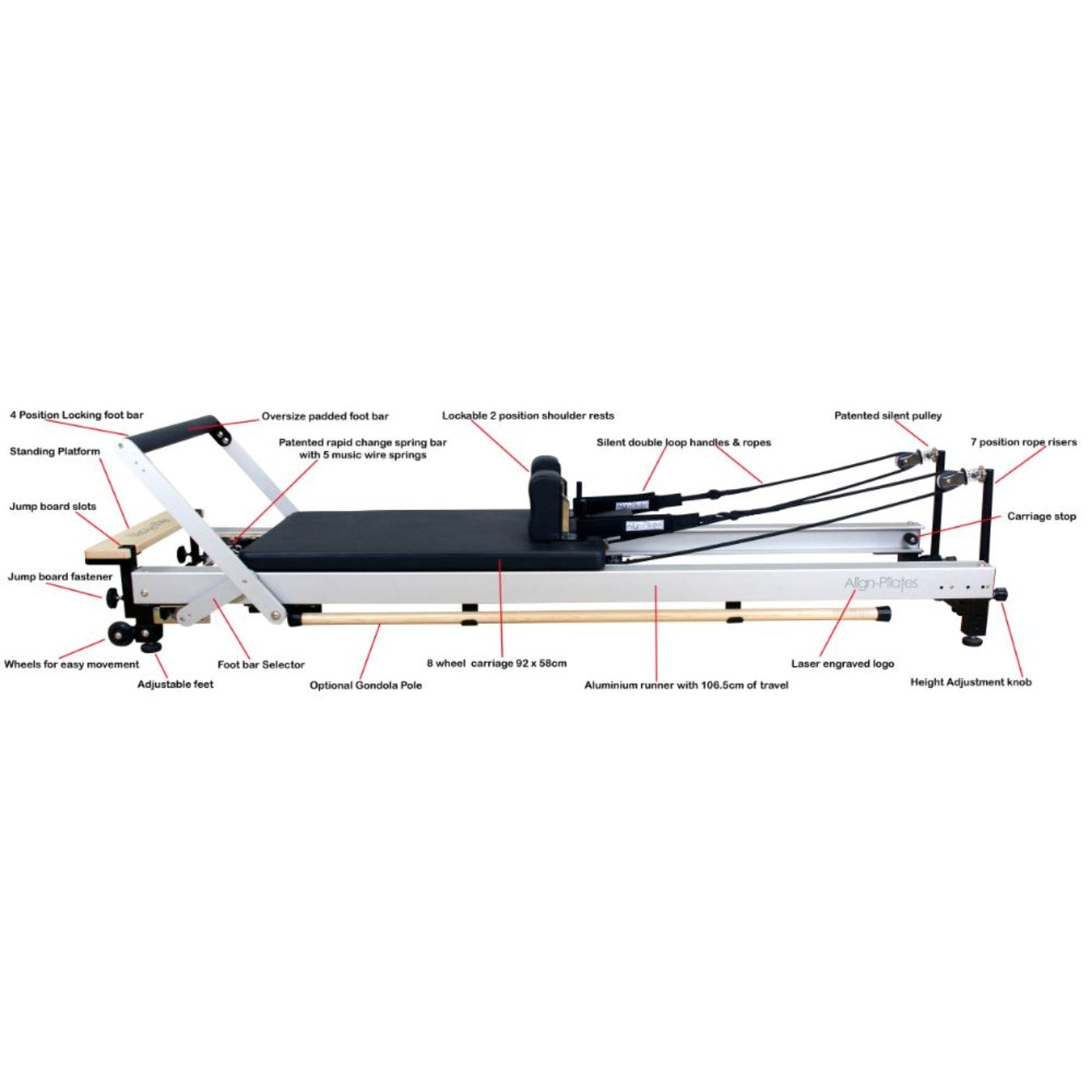 Align Pilates C8 Pro Reformer Machine PAP-REFORMERC8