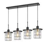 Cal Lighting 60W X 4 Silverton Metal/Glass Pendant Fixture FX-2668-4P