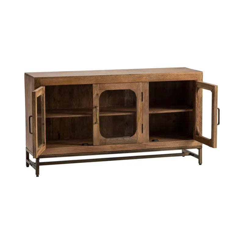 Crestview Collection Bengal Manor 55" x 16" x 31" 3-Door Transitional Brown Mango Wood Apollo Sideboard - CVFNR697