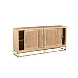 Crestview Collection Bengal Manor 68" x 14" x 32" 4-Sliding-Door Coastal Natural Cane Light Mango Wood Sideboard - CVFNR706