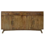 Crestview Collection Bengal Manor 72" x 17" x 37" 2-Drawer 4-Door Transitional Mango Wood Dovetail Case Sideboard In Heritage Finish - CVFNR656