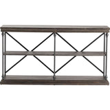 Crestview Collection Covington 64" x 17" x 34" Rustic Metal And Wood Console Table In Dark Brown and Black Finish - CVFNR964