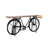 Crestview Collection HB Cruiser 73" x 14" x 34" Rustic Metal And Wood Console Table In Natural Wood and Black Finish - CVFNR769