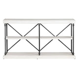 Crestview Collection Hanover 64" x 17" x 34" Traditional Metal And Wood Console In Distressed White Finish - CVFZR4548