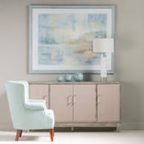 Crestview Collection Marshall 68" x 16" x 36" 4-Linen-Door Transitional Gray Wash Wood Sideboard With Acrylic Hardware - CVFZR5040